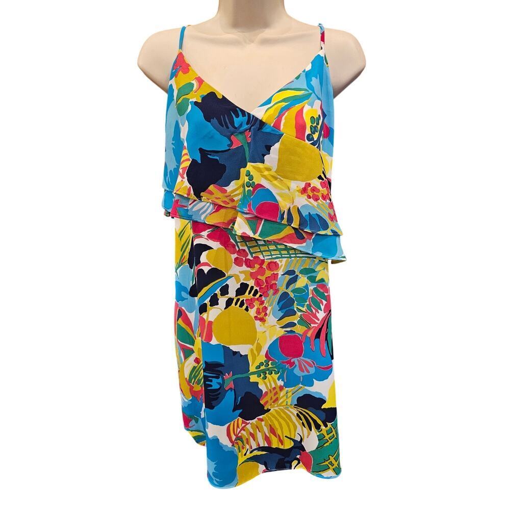 J. Crew sz 10 bright colorful Floral dress ruffle summer coquette EUC short